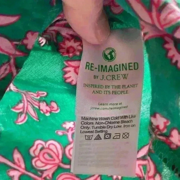 JCREW XS Sleeveless Ruffle Pink Green Top - Picture 8 of 8